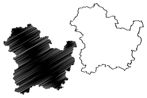 Targovishte Province (Republic of Bulgaria, Provinces of Bulgaria) mapa vector illustration, scribble sketch Targovishte map — Vector de stock