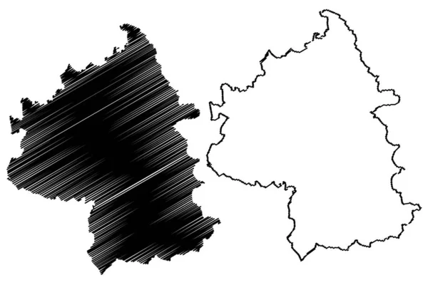 Província de Yambol (República da Bulgária, Províncias da Bulgária) mapa ilustração vetorial, esboço de rabiscos Yambol mapa okrug —  Vetores de Stock