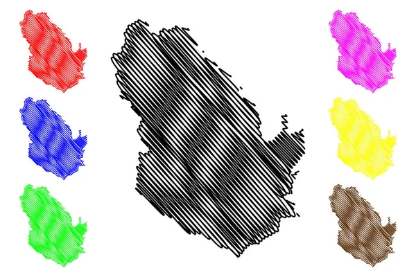 퐁살리 주 (라오스 인민 민주 공화국, 무앙 라오, 라오스 지방) 지도 벡터 일러스트레이션, 낙서 스케치 퐁살리지도 — 스톡 벡터