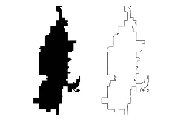 Overland Park City (Villes des États-Unis d'Amérique, États-Unis d'Amérique, ville des États-Unis d'Amérique) illustration vectorielle de la carte, croquis en croquis Ville d'Overland Park carte — Image vectorielle