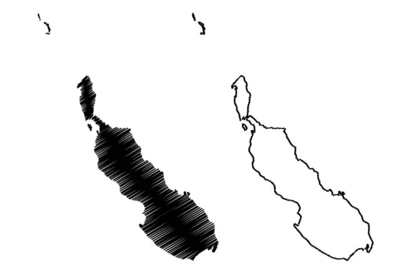 Autonoma regionen Bougainville (självständig stat i Papua Nya Guinea, PNG, provinserna Papua Nya Guinea) karta vektor illustration, klotter skiss North Solomons ma — Stock vektor