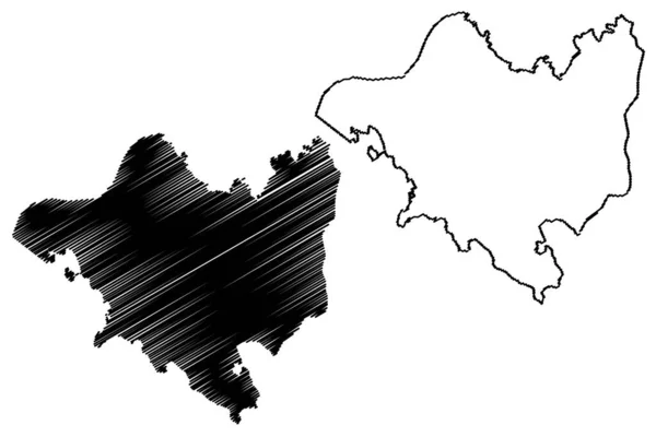 National Capital District Province (självständig stat i Papua Nya Guinea, PNG, provinserna Papua Nya Guinea) karta vektor illustration, klotter skiss Port Moresby ma — Stock vektor