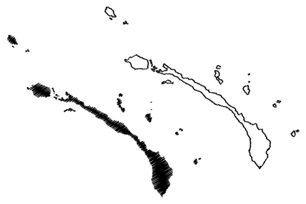 Neue irland provinz (unabhängiger staat papua neuguinea, png, provinzen papua neuguinea) kartenvektorillustration, kritzelskizze new mecklenburg ma — Stockvektor