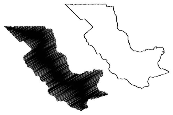 Oro-provincie (nezávislý stát Papua-Nová Guinea, PNG, provincie Papuy Nové Guiney) mapa vektorového obrázku, Klikyháky, náčrtek Severní mA — Stockový vektor