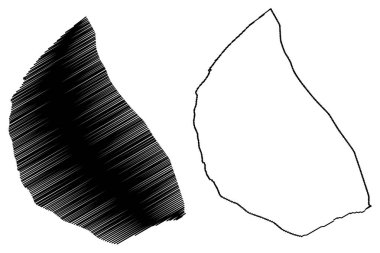 Bingazi Bölgesi (Libya'nın ilçeleri, Libya Devleti, Cyrenaica) harita vektör illüstrasyonu, karalama kroki Bingazi haritası
