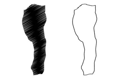 Jabal al Akhdar District (Libya' nın ilçeleri, Libya Devleti, Cyrenaica) harita vektör illüstrasyonu, karalama krokisi Jabal al Akhdar haritası