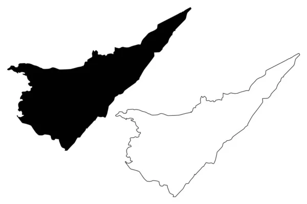 Região da Carélia do Sul (República da Finlândia) mapa ilustração vetorial, esboço de rabiscos Mapa da Carélia do Sul — Vetor de Stock