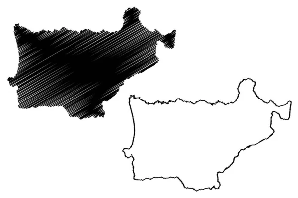 Governatorato di Akkar (Repubblica libanese, Governatorati del Libano) mappa vettoriale illustrazione, scarabocchio Akkar ma — Vettoriale Stock