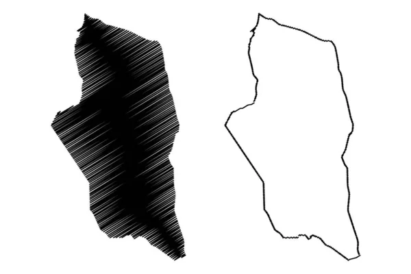 Ghat District (Districts of Libya, State of Libya, Fezzan) illustration vectorielle de la carte, croquis de gribouillis Carte de Yat — Image vectorielle