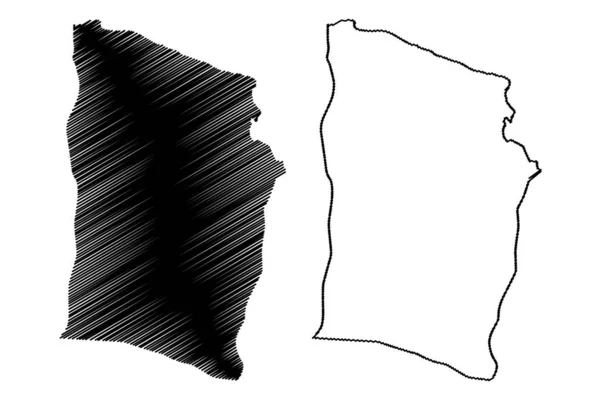 Дерна район (райони Лівії, держава Лівія, Кіренариця) карта Векторна ілюстрація, каракулі ескіз Дерна карта — стоковий вектор