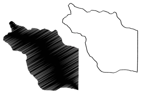 Jufra District (Districts of Libya, State of Libya, Fezzan) illustration vectorielle de la carte, croquis de gribouillis Jofra carte — Image vectorielle