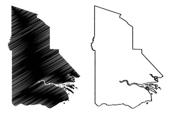 Prowincja Zachodnia (niezależne Państwo Papui-Nowej Gwinei, PNG, prowincje Papui-Nowej Gwinei) mapa wektorowa mapy, szkic odręczny Fly River Provincial Government ma — Wektor stockowy