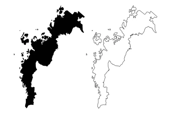 Ostrobothnia régió (Finn Köztársaság) térkép vektor illusztráció, firka vázlat Ostrobothnia térkép — Stock Vector