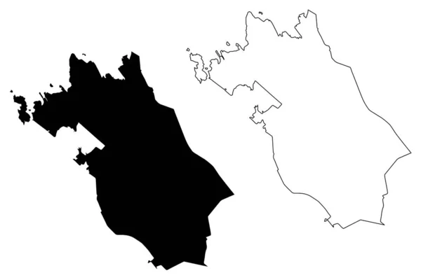 中央オストロブツニア地方(フィンランド共和国)地図ベクトル図,スクリブルスケッチ中央オストロブツニア州地図 — ストックベクタ