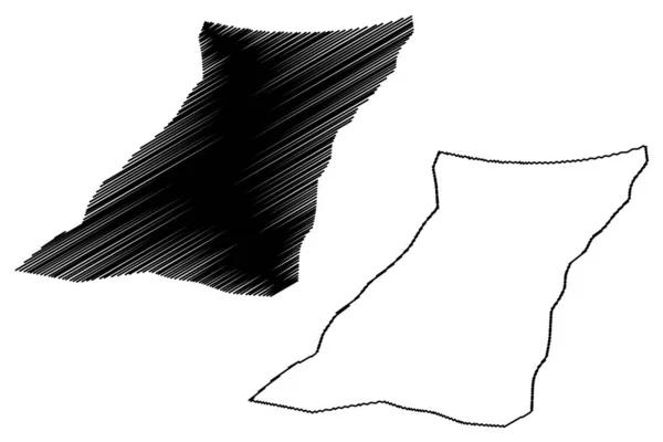 Zawiya Distrito (Distritos de Libia, Estado de Libia, Tripolitania) mapa vector ilustración, garabato bosquejo Zawia mapa — Vector de stock