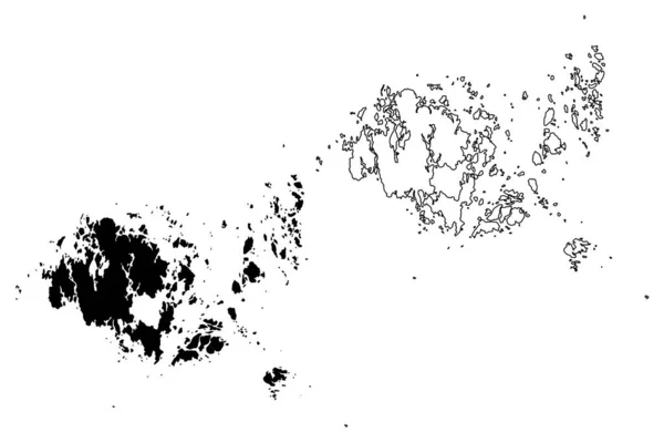 Região das Ilhas Aland (República da Finlândia) mapa ilustração vetorial, esboço de rabiscos Aland mapa — Vetor de Stock