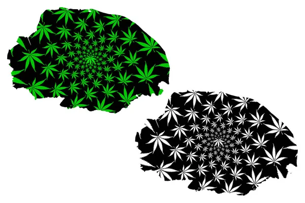Norfolk (Reino Unido, Inglaterra, Condado no metropolitano, condado de shire) mapa está diseñado hoja de cannabis verde y negro, mapa de Norfolk hecho de marihuana (marihuana, THC) foliag — Vector de stock