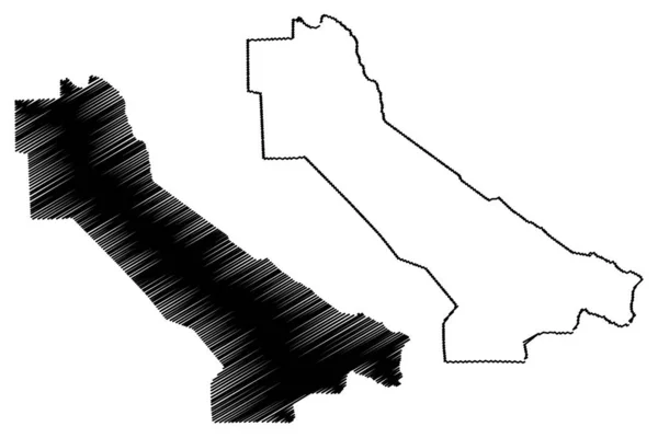 Región de Lebap (República de Turkmenistán, Distritos de Turkmenistán) mapa vector ilustración, garabato boceto Provincia de Lebap ma — Archivo Imágenes Vectoriales