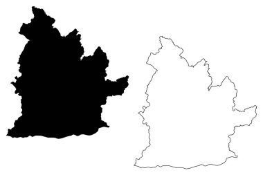 Nitra Bölgesi (Slovakya Bölgeleri, Slovakya Cumhuriyeti) harita vektör çizimi, çizim Nitra haritası