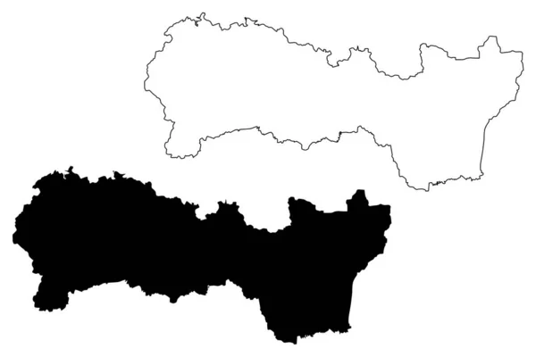 Región de Kosice (Regiones de Eslovaquia, República Eslovaca) mapa vector ilustración, boceto de garabato Kosice mapa — Archivo Imágenes Vectoriales