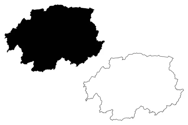 バンスカ・ビストリツァ地域(スロバキア、スロバキア共和国の地域)地図ベクトル図,スクリブル・スケッチバンスカ・ビストリツァ地図 — ストックベクタ