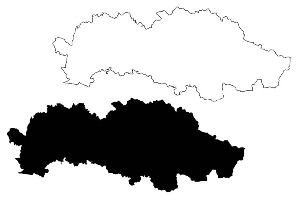 Région de Presov (régions de Slovaquie, République slovaque) illustration vectorielle de la carte, croquis croquis Presov carte — Image vectorielle