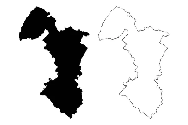 Região de Trnava (Regiões da Eslováquia, República Eslovaca) mapa ilustração vetorial, rabisco esboço Trnava mapa —  Vetores de Stock