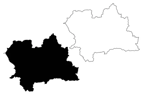 Região de Zilina (Regiões da Eslováquia, República Eslovaca) mapa ilustração vetorial, esboço de rabiscos Zilina mapa —  Vetores de Stock