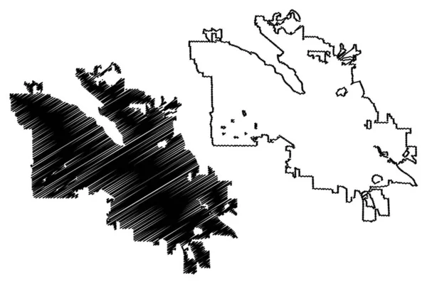 Boise City (città degli Stati Uniti d'America, città degli Stati Uniti d'America) mappa vettoriale illustrazione, abbozzo scarabocchiare Città di Boise mappa — Vettoriale Stock