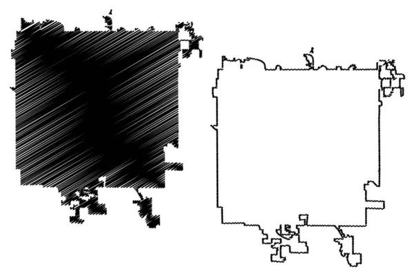 Des Moines City (United States cities, United States of America, usa city) mapa vector illustration, scribble sketch Ciudad de Des Moines mapa — Archivo Imágenes Vectoriales
