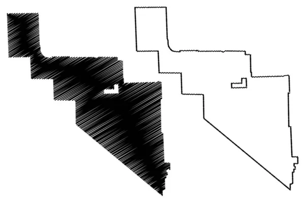 Hialeah City (Amerikas förenta stater, Amerikas förenta stater, USA) karta vektor illustration, klotter skiss staden Hialeah karta — Stock vektor