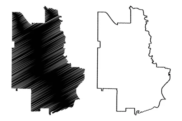 Irving City (città degli Stati Uniti d'America, città degli Stati Uniti d'America) mappa vettoriale illustrazione, abbozzo scarabocchiare Città di Irving mappa — Vettoriale Stock