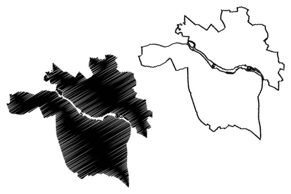 Richmond City (cidades dos Estados Unidos, Estados Unidos da América, EUA cidade) mapa ilustração vetorial, esboço de rabiscos Cidade de Richmond mapa —  Vetores de Stock