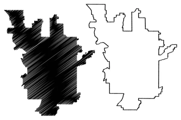 Spokane City (Villes des États-Unis d'Amérique, États-Unis d'Amérique, ville des États-Unis d'Amérique) illustration vectorielle de la carte, croquis en croquis ville de Spokane carte — Image vectorielle