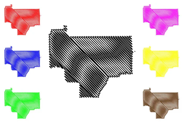 Bullock County, Alabama (counties in Alabama, Verenigde Staten van Amerika, VS, v.s., VS) kaart vector illustratie, Krabbel sketch Bullock kaart — Stockvector