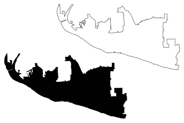 Vancouver City (città degli Stati Uniti, Stati Uniti d'America, città degli Stati Uniti d'America) mappa vettoriale illustrazione, abbozzo scarabocchio Città di Vancouver mappa — Vettoriale Stock