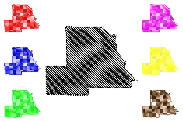 Chilton County, Alabama (Counties in Alabama, United States of America, USA, U.S., US) mapa vector ilustración, boceto de garabato Chilton mapa — Vector de stock