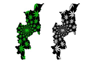 Chiang Mai Eyaleti (Tayland Krallığı, Siam, Tayland Eyaletleri) haritası kenevir yaprağı yeşil ve siyah, Jiang Hai haritası marihuana (marihuana, Thc) yaprağından yapılmıştır.