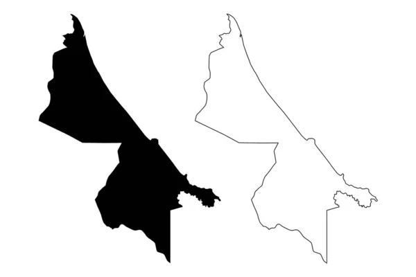 Limon Province (Republic of Costa Rica, Administrative divisions of Costa Rica) map vector illustration, scribble sketch Limon ma — Stock Vector