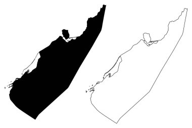 Nelson Bölgesi (Yeni Zelanda Bölgeleri, Güney Adası) harita vektör illüstrasyonu, çizim Nelson ma