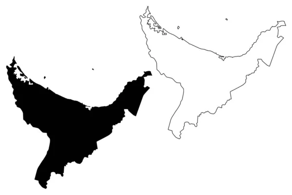 Bay of Plenty Region (Regiões da Nova Zelândia, North Island) mapa ilustração vetorial, esboço de rabiscos Bay of Plenty ma — Vetor de Stock