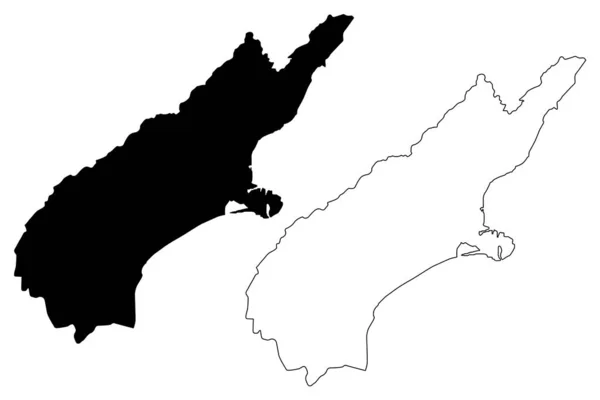 カンタベリー州(ニュージーランド、南島の地域)地図ベクトル図,スケッチブック｜カンタベリー州 — ストックベクタ