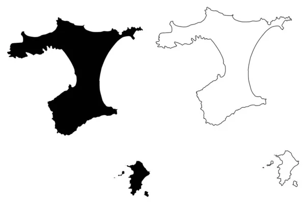 Región de las Islas Chatham (Regiones de Nueva Zelanda) mapa vector ilustración, boceto garabato Chatham y Pitt Island ma — Archivo Imágenes Vectoriales