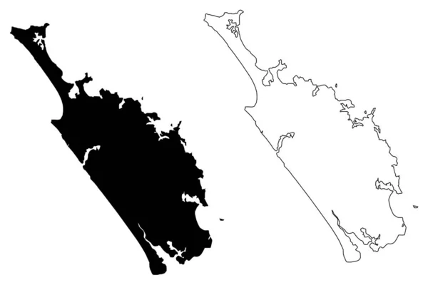노스 랜드 지역 ( 뉴질랜드, 노스 아일랜드 지역 ) 맵 벡터 삽화, 스케치 노스 랜드 MA — 스톡 벡터