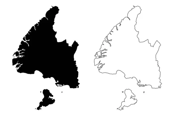 Southland Region (Regions of New Zealand, South Island) χάρτης διανυσματική απεικόνιση, scribble σκίτσο Stewart Island (Rakiura) ma — Διανυσματικό Αρχείο