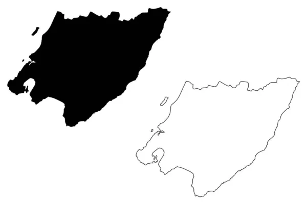 惠灵顿地区（新西兰各地区，北岛）地图矢量图解，大威灵顿地图草图 — 图库矢量图片