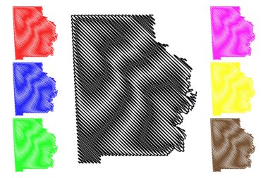 Washington County, Alabama (Alabama'daki eyaletler, Amerika Birleşik Devletleri, Abd, ABD, Abd) harita vektör illüstrasyonu, karalama kroki Washington haritası