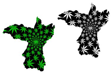 Khon Kaen Eyaleti (Tayland Krallığı, Tayland Eyaletleri) haritası kenevir yaprağı yeşil ve siyah, Khon Kaen haritası marihuana (marihuana, Thc) yaprağından yapılmıştır.
