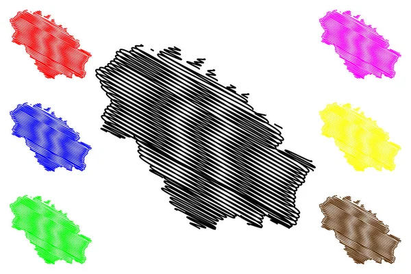Province de Pernik (République de Bulgarie, Provinces de Bulgarie) illustration vectorielle de la carte, croquis croquis croquis Pernik carte — Image vectorielle