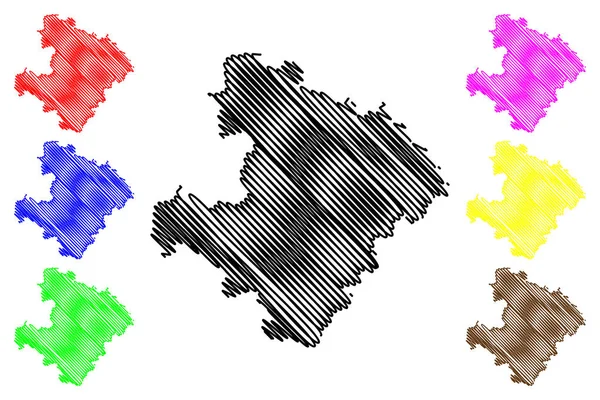 Province de Razgrad (République de Bulgarie, Provinces de Bulgarie) illustration vectorielle de la carte, croquis croquis croquis Razgrad carte — Image vectorielle